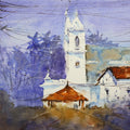 Church In Goa' religious watercolor painting by artist Soven Roy, 10x14 inch, on paper