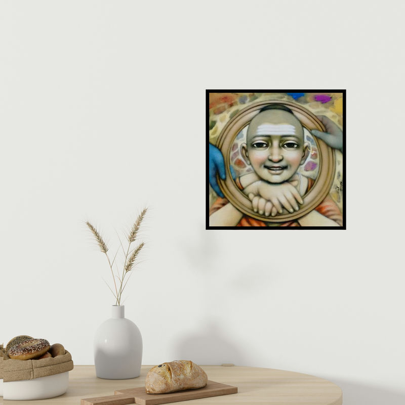 In-situ view of Apet Pramod's 'Circle Frame (The Inner Radiance)' painting in a room