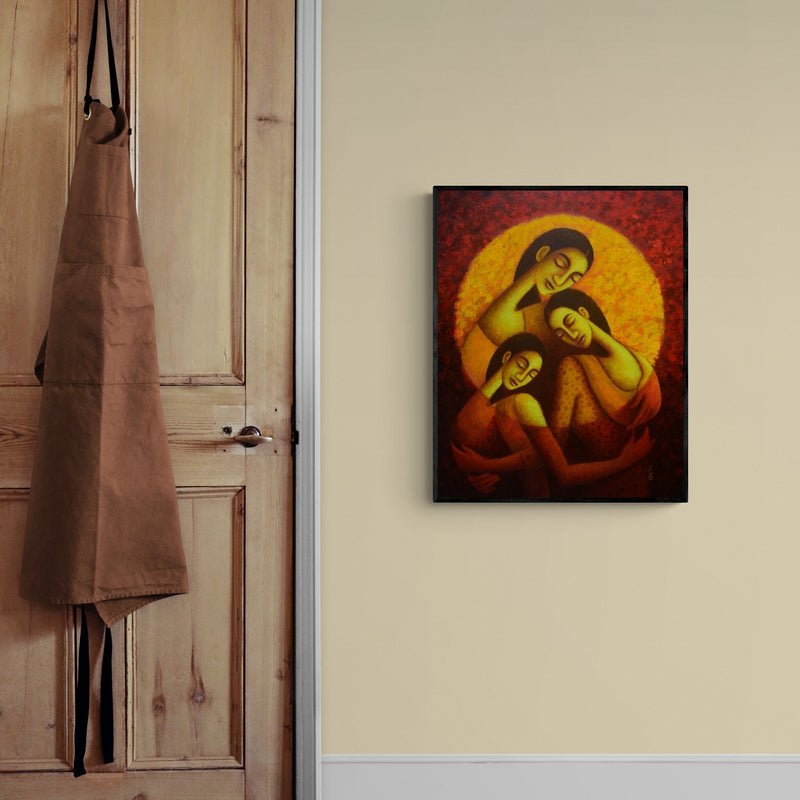In-situ view of Uttam Bhattacharya's 'Circle Of Love' painting in a room