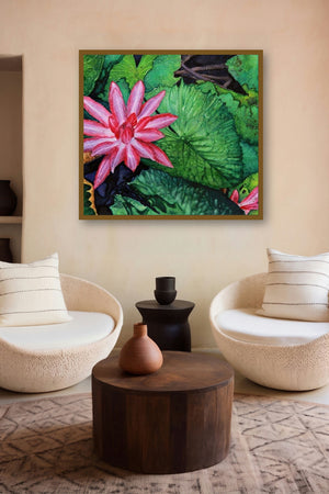 Circle Of Life (Lotus in Bloom) by artist Gaurav Dinesh displayed in a Modern gallery