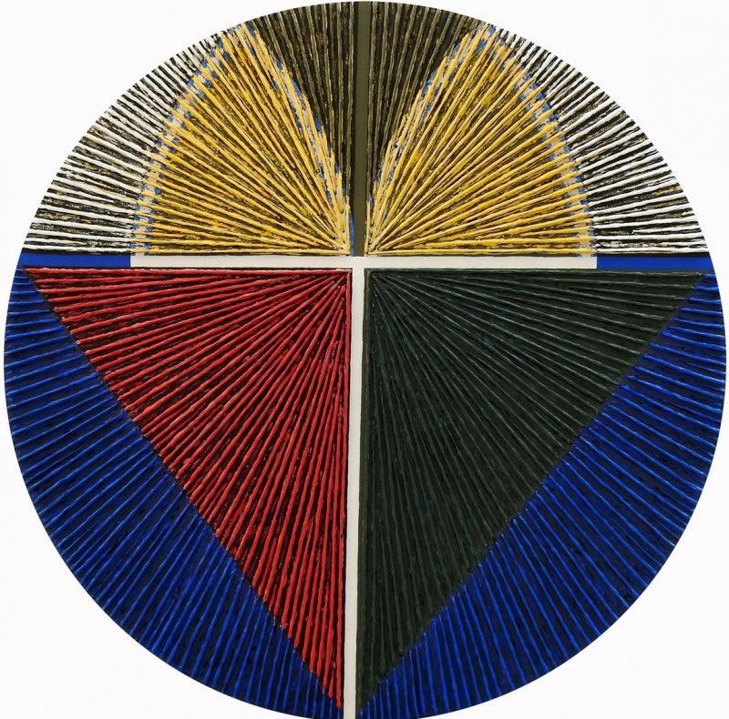 Abstract acrylic painting titled 'Circular Abstract 2', 30x30 inches, by artist Sandesh Khule on Canvas