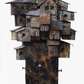 Cityscape sculpture titled 'City 7', 35x22x22 inches, by artist Nilmoni Chatterjee on Wood, Tin