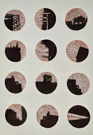 Cityscape mixed media painting titled 'City Line 2', 24x18 inches, by artist Priya Dhoot on Paper