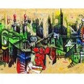 Landscape acrylic painting titled 'City of Bhopal', 72x12 inches, by artist Mahesh Pal  Gobra on canvas