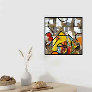 In-situ view of Prabhinder Lall's 'City Scape (Geometric Reverie)' painting in a room