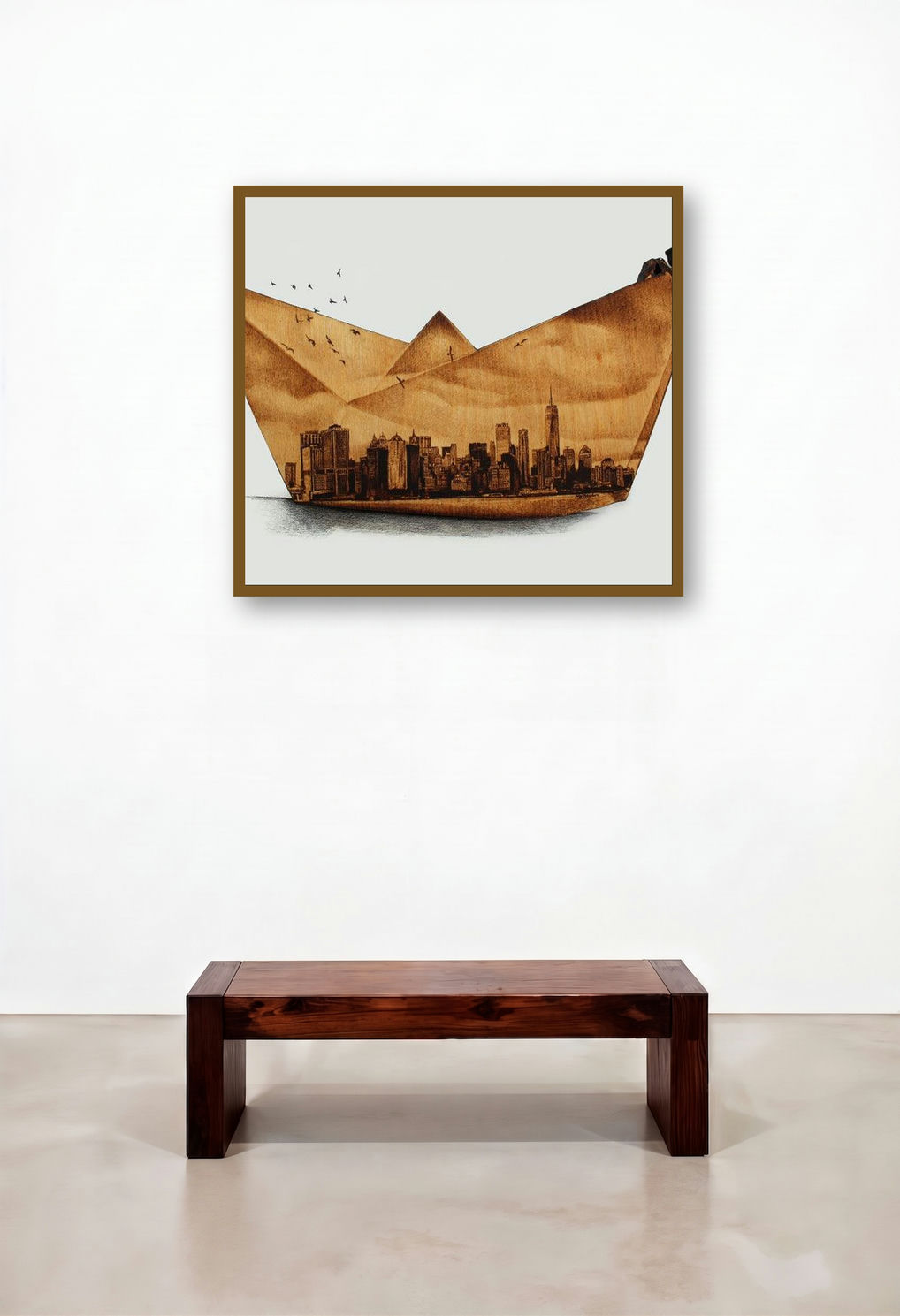 City Sprawl (Sailing Dreams) by artist Mehul Rathod displayed in a Classic Foyer