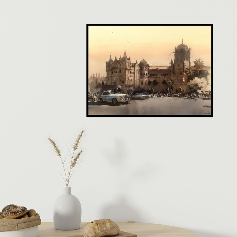 In-situ view of Bijay Biswaal's 'Cityscape 1 (Untitled)' painting in a room