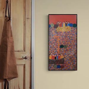 In-situ view of Rama Krishna V's 'Cityscape 16 (Urban Panorama)' painting in a room