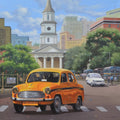 Cityscape 2' cityscape acrylic painting by artist Dhananjoy Ghosh, 36x36 inch, on canvas
