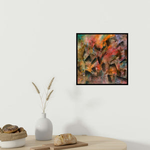 In-situ view of Amit Pithadia's 'Cityscape (Abstract Village)' painting in a room