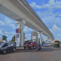 Cityscape 4' cityscape acrylic painting by artist Dhananjoy Ghosh, 36x36 inch, on canvas