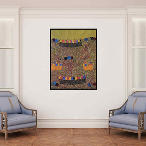 In-situ view of Rama Krishna V's 'Cityscape' painting in a room