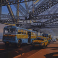 Cityscape 7' cityscape acrylic painting by artist Dhananjoy Ghosh, 36x36 inch, on canvas