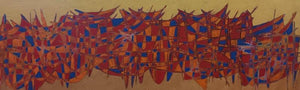 Cityscape acrylic painting titled 'Cityscape 71', 12x36 inches, by artist Rama Krishna V on Canvas