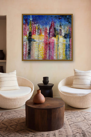Cityscape (Urban Reflections) by artist Kiran Bableshwar displayed in a Designer gallery