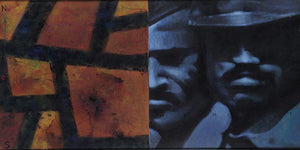 Cityscape (Diptych) by Baiju Parthan, Original Acrylic Cityscape Painting on Canvas, Medium Horizontal Wall Art