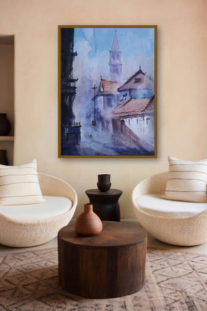 Cityscape X (Urban Veil: A City in Soft Focus) by artist Narayan Shelke displayed in a Modern gallery