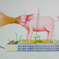 Animals watercolor painting titled 'Cleaner 1', 12x16 inches, by artist Sanjay Kumar on Paper