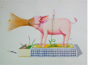 Animals watercolor painting titled 'Cleaner 1', 12x16 inches, by artist Sanjay Kumar on Paper