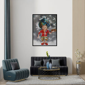 Preview of 'Close To My Heart' Painting by Shiv Kumar Soni shown on a wall in a furnished room.