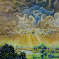 Nature acrylic painting titled 'Clouds Cant Cover', 36x30 inch, by artist Sovon Manna on Canvas