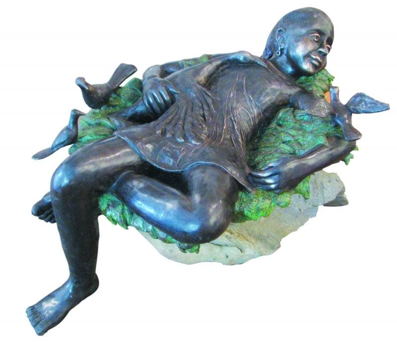 Figurative sculpture titled 'Co Exsistence', 24x40x36 inches, by artist Asurvedh Ved on Metal, Stone