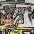 Abstract printmaking titled 'Coal Mining Issue 2', 18x16 inches, by artist Atanu Bakshi on Paper