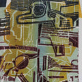 Abstract printmaking titled 'Coal Mining Issue 3', 18x16 inches, by artist Atanu Bakshi on Paper
