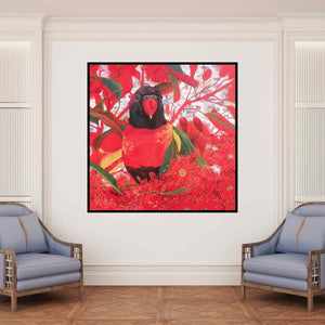 In-situ view of Sweta Chandra's 'Coexistence 7 (Crimson Canopy)' painting in a room