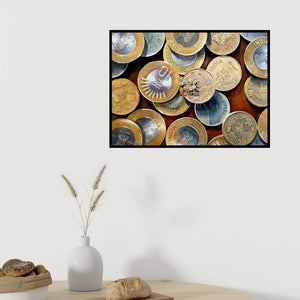 In-situ view of Yojana Dehankar's 'The Coins (The Currency of India)' painting in a room