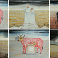 Collide' contemporary mixed-media painting by artist Sajith Puthukkalavattom, 12x17 inch, on paper