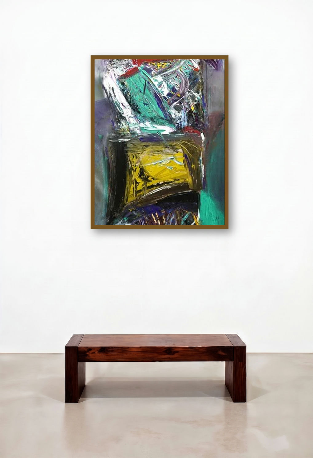 Color Stroke Abstract by artist Arun K Mishra displayed in a Mid-Century Modern Hallway