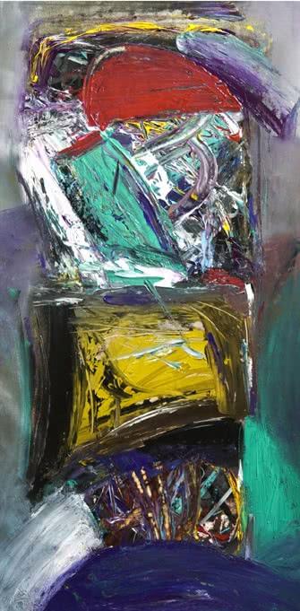 Abstract acrylic painting titled 'Color Stroke Abstract', 18x36 inches, by artist Arun K Mishra on Canvas