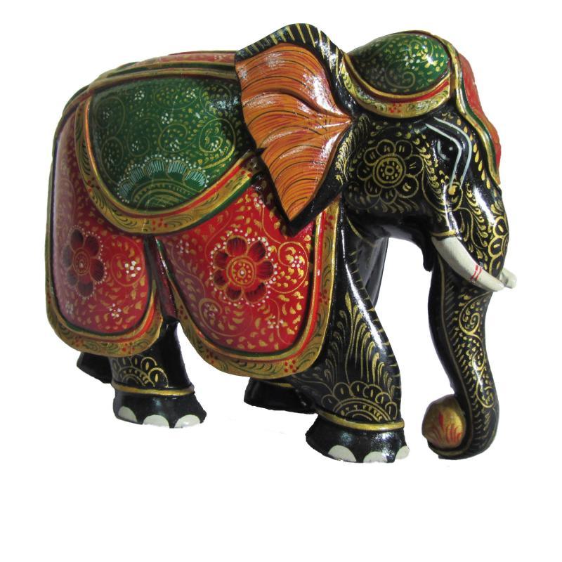 Animals craft titled 'Colored Jumbo Elephant Statue', 6x8x3 inches, by artist Ecraft India on wood