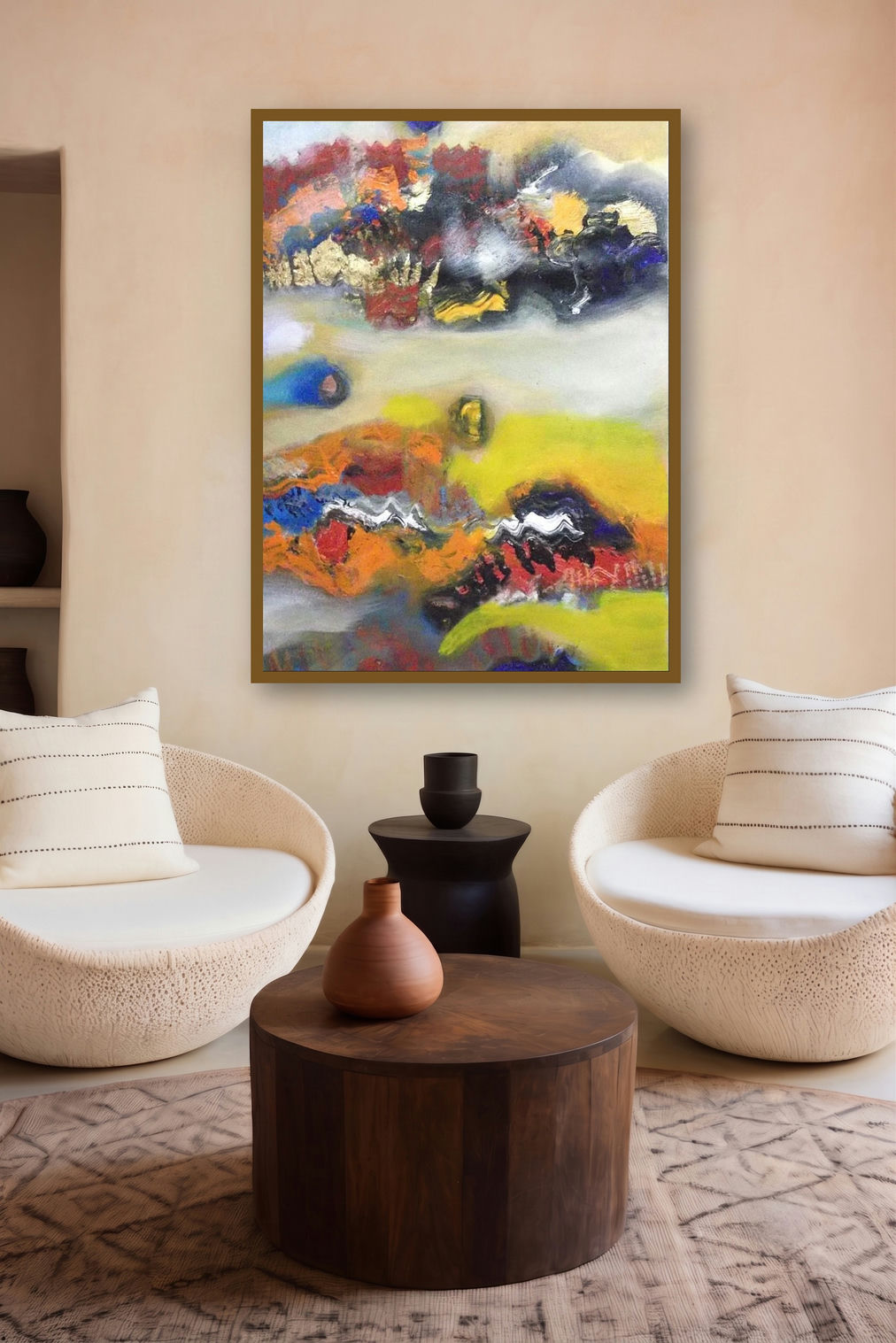 Colorful Abstract I (Painted Earth) by artist Deepak Guddadakeri displayed in a Contemporary gallery