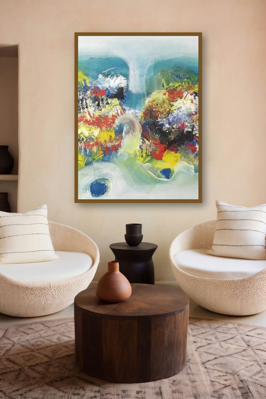 Colorful Abstract Ii (Rainbow Reverie) by artist Deepak Guddadakeri displayed in a Luxury gallery