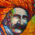 Portrait acrylic painting titled 'Colorful Life', 40x48 inches, by artist Mahesh Kummar on Canvas