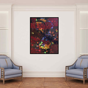 In-situ view of Asif Sharief Shaikh's 'Colors Of Life 150 (Celestial Dance)' painting in a room