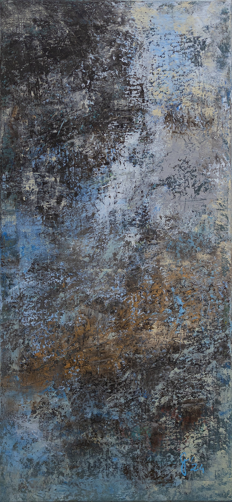 Coloured Cloud 2' abstract oil painting by artist Goutam Mukherjee, 20x9 inch, on canvas