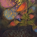 Colourful Vase' nature mixed-media painting by artist Yogesh Powale, 22x11 inch, on canvas