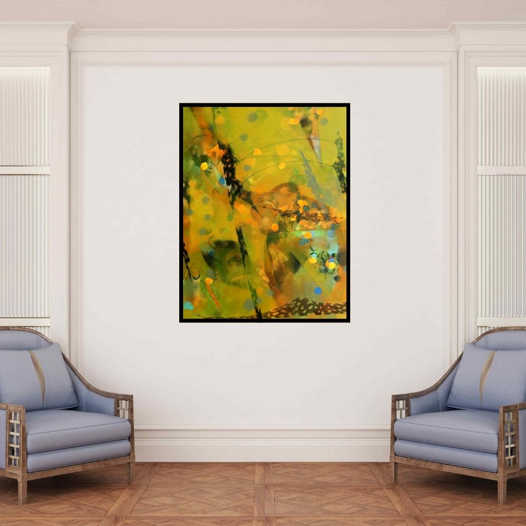 In-situ view of Asif Sharief Shaikh's 'Colours Of Life 118' painting in a room