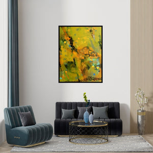 Preview of 'Colours Of Life 118' Painting by Asif Sharief Shaikh shown on a wall in a furnished room.