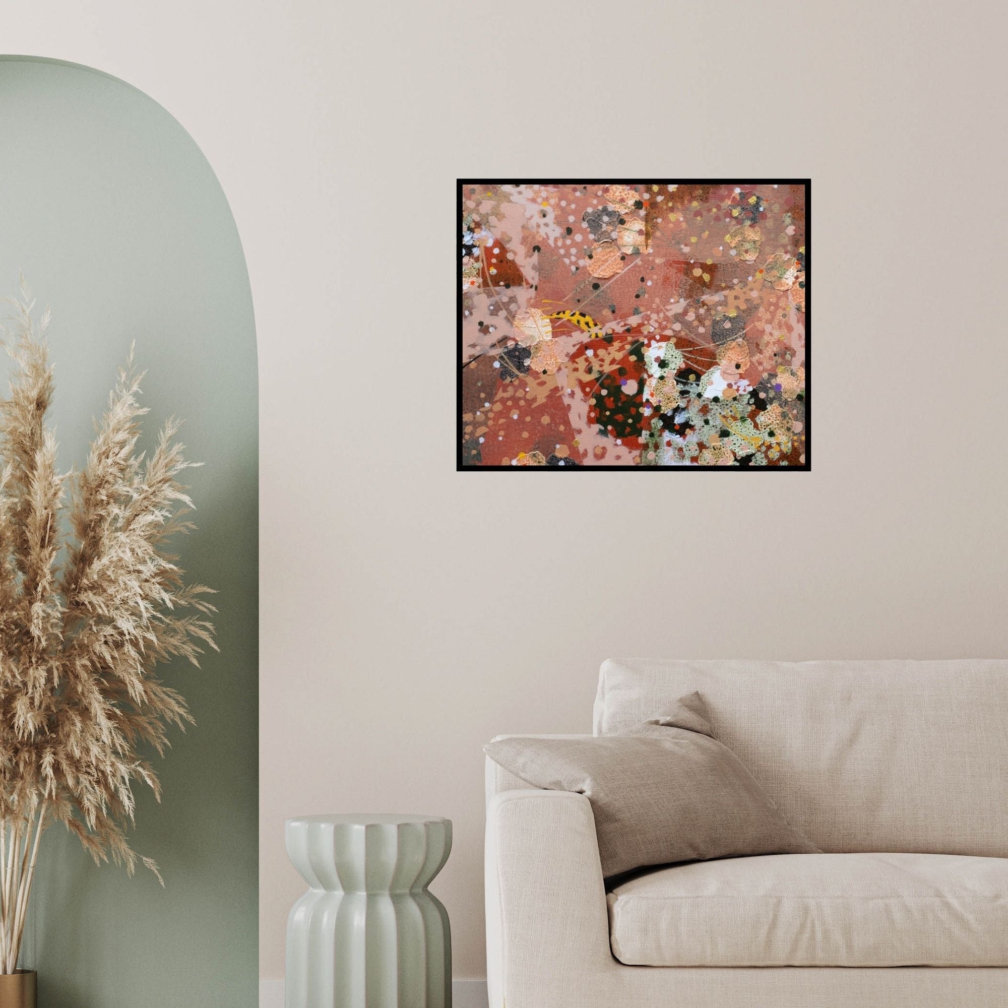 In-situ view of Asif Sharief Shaikh's 'Colours Of Life 156 (Earthy Abstractions)' painting in a room