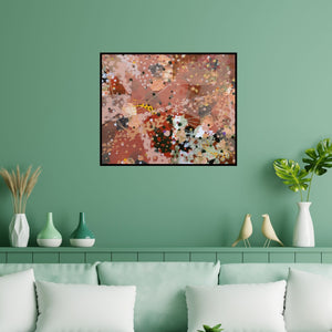 Preview of 'Colours Of Life 156 (Earthy Abstractions)' Painting by Asif Sharief Shaikh shown on a wall in a furnished room.