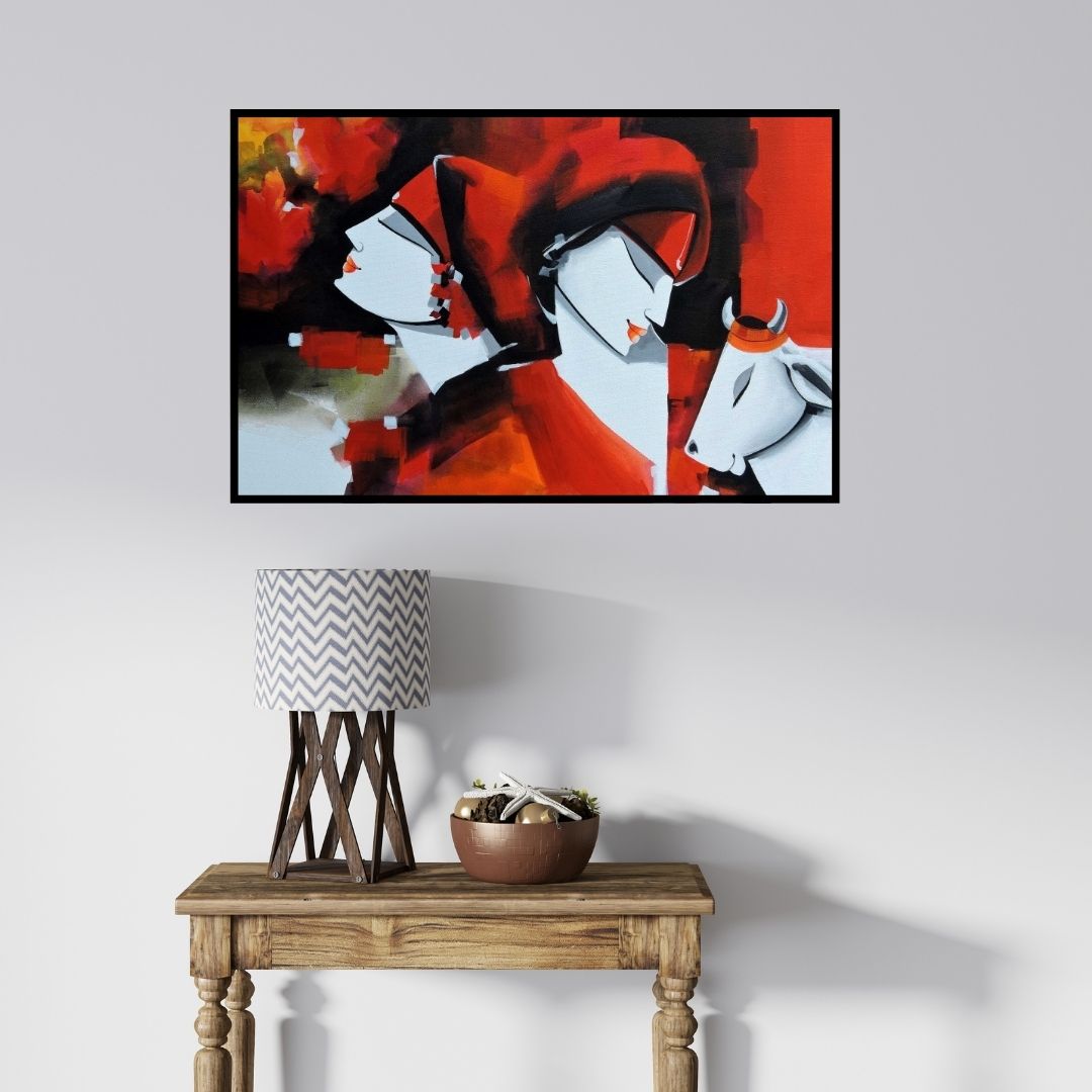 In-situ view of Pradeesh K Raman's 'Colours Of Love (Harmony)' painting in a room