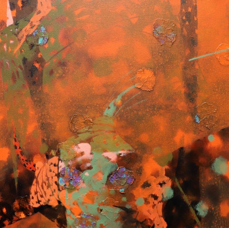 Abstract acrylic painting titled 'Colours Of Life 133', 18x18 inches, by artist Asif Shaikh on Canvas