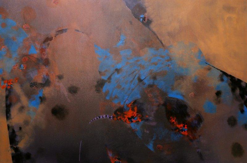 Abstract acrylic painting titled 'Colours of life 4', 48x72 inches, by artist Asif Shaikh on Canvas