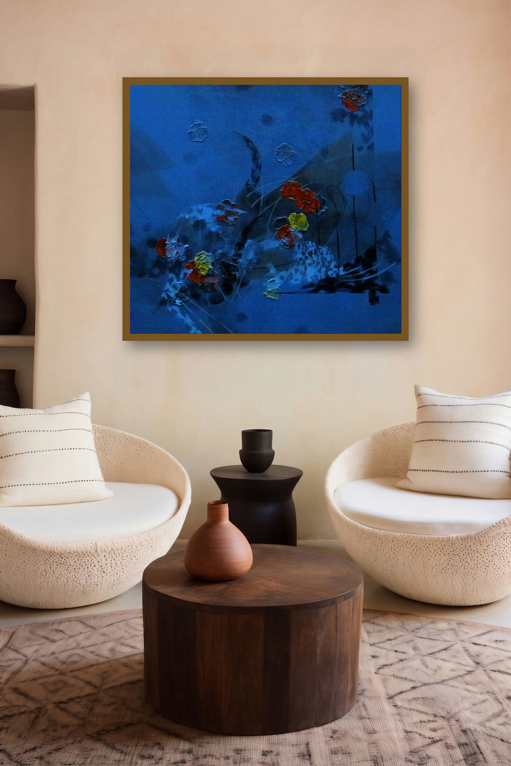 Colours Of Life 9 (Sapphire Bloom) by artist Asif Sharief Shaikh displayed in a Curated gallery