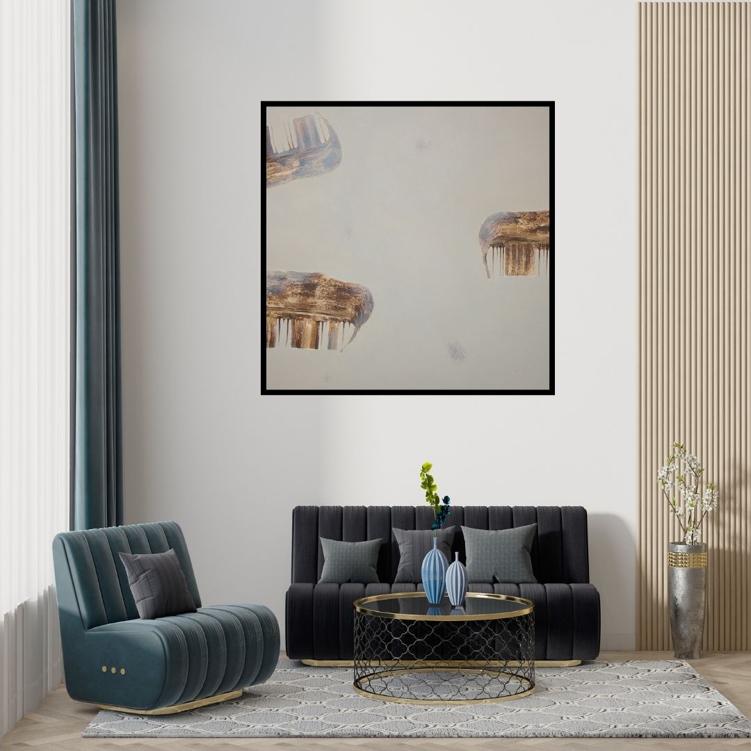 Preview of 'Comb 4' Painting by Anand More shown on a wall in a furnished room.