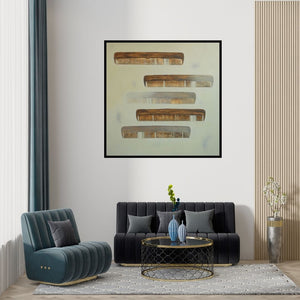 Preview of 'Comb 6' Painting by Anand More shown on a wall in a furnished room.